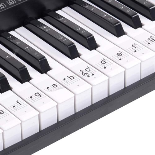  [아마존베스트]Hamzer 61-Key Electronic Piano Electric Organ Music Keyboard with Stand, Microphone, & Sticker Sheet - Black