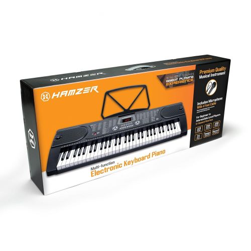  Hamzer 61-Key Digital Music Piano Keyboard - Portable Electronic Musical Instrument - with Microphone