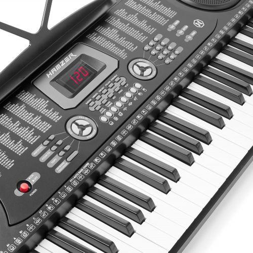  Hamzer 61-Key Electronic Piano Electric Organ Music Keyboard with Stand - Black