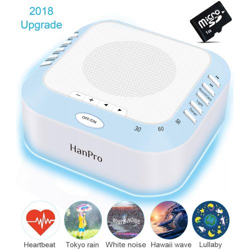  HanPro White Noise machine, Noise Sound Machine, Sleep Sound Machine with Non Looping Soothing Sounds...