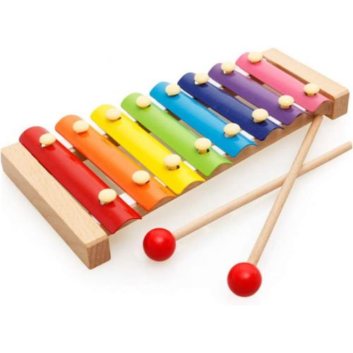  HanYoer Color Wooden Metal Eight-Tone Piano Music Percussion Toy Musical Instrument Gifts