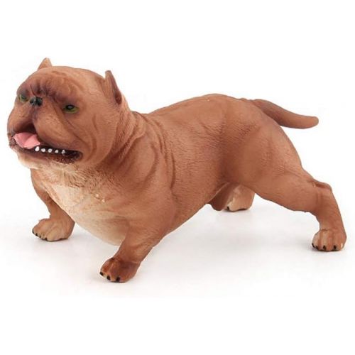  HanYoer Dog Figurines Bully Dog Animal Figure, Solid Dog Mini Figure Toy Collection Playset, Cake Topper, Garden Plant, Automobile Decoration (Brown)