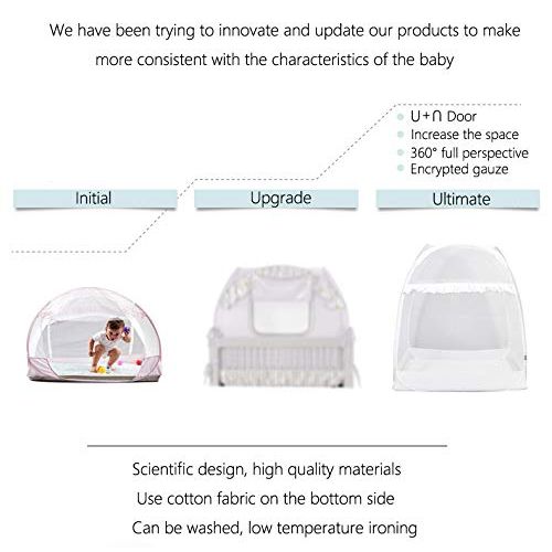  [아마존베스트]HanYun Baby Crib Tent Safety Crib Canopy Cover Pop up Mosquito Net for Kids | Nursery Mesh Crib Net Protects...