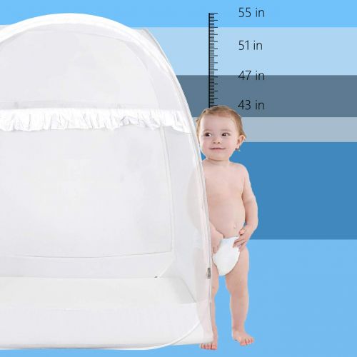  [아마존베스트]HanYun Baby Crib Tent Safety Crib Canopy Cover Pop up Mosquito Net for Kids | Nursery Mesh Crib Net Protects...