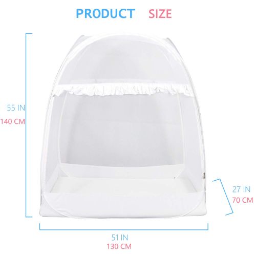  [아마존베스트]HanYun Baby Crib Tent Safety Crib Canopy Cover Pop up Mosquito Net for Kids | Nursery Mesh Crib Net Protects...