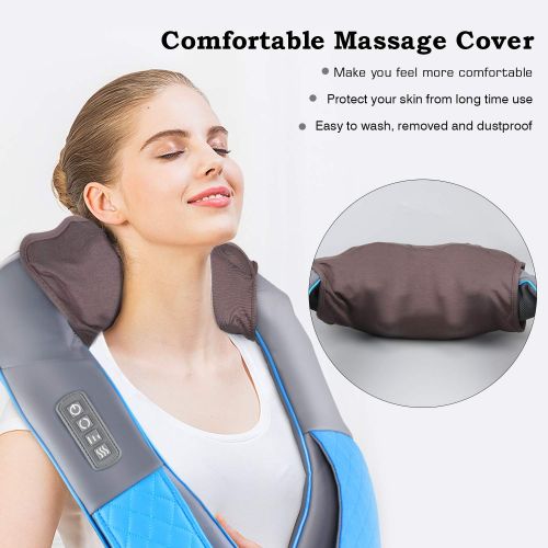  Neck Back Shoulder Massager with Heat - Hanamichi Deep Kneading Massager for Neck, Back, Shoulder...