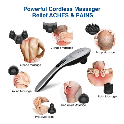  Neck Back Shoulder Massager with Heat - Hanamichi Deep Kneading Massager for Neck, Back, Shoulder...