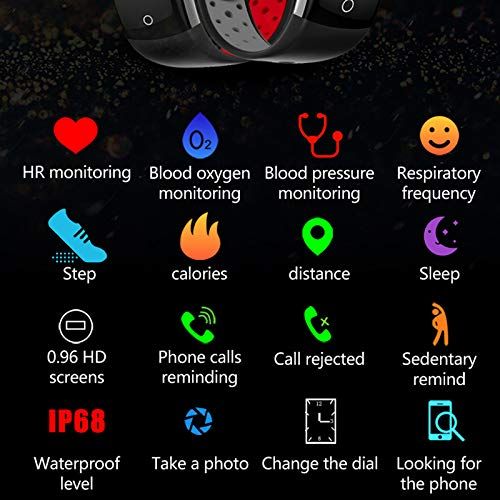  Hanbaili Intelligentes Armband, Q6-Farbbildschirm Fitness-Tracker mit dynamischer Herzfrequenz-Blutdruck-Blutsauerstoff-Wasserdichter IP68-Aktivitats-Tracker fuer IOS und Android