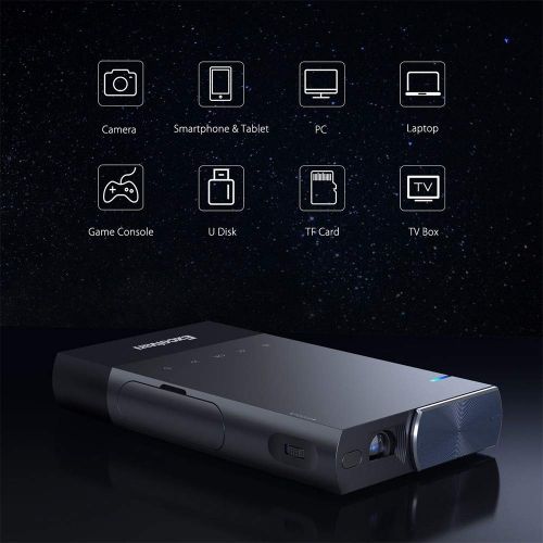  Hanbaili 4K 3D Full HD Projector 4K 3D HD Smart Projector Portable Mirror Screen Mini HDMIUSBTF3.5mm TV Player Wireless