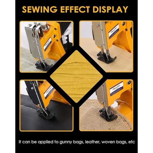  Hanchen Lithium Battery Bag Sewing Machine Cordless Bag Closer Bag Closing Machine Automatic Bag Stitcher Bag Stitching Machine for Feed Sacks Jute Bags Seed Bags Vinyl Rice Bags (Machine+1 battery)