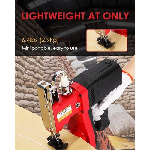  Hanchen Mini Bag Closing Machine Portable Bag Closer 2.9KG Electric Bag Sewing Machine 2s/bag Automatic Woven Bag Sewer Packing Machine for Burlap PP Woven Kraft Paper Bag with CE Certificate (110v)