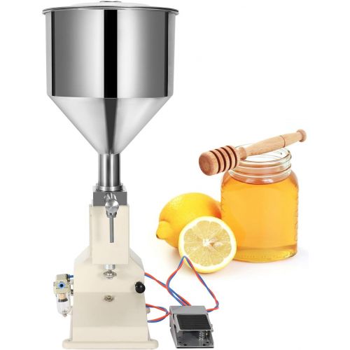  Hanchen Manual Filling Machine 10-100ml Liquid Paste Filler Machine for Cream Shampoo Cosmetic Honey Oil A02 (Pneumatic)