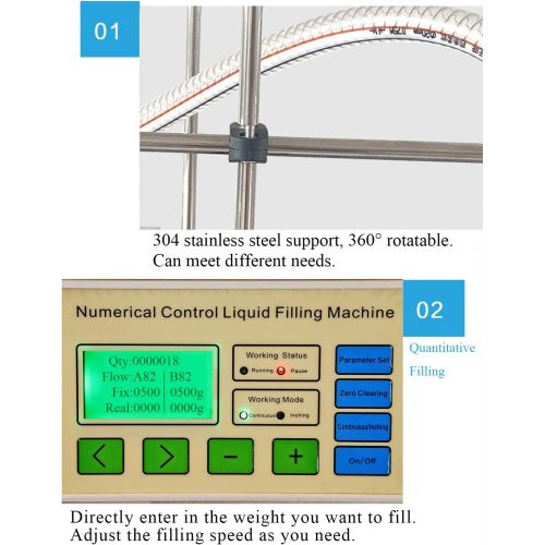  Hanchen Viscous Liquid Filling Machine Weigh Bottle Filler Machine Quantitative 304 Stainless Steel Automatic Liquid Dispenser for Wine Toilet Cleaner Ink Laundry Detergent (Double
