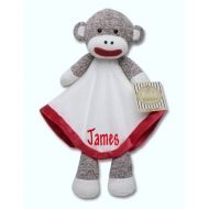 /Hancocksembroidery PERSONALIZED Infant Baby Security Snuggly Blankie Boy Sock Monkey