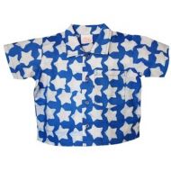 Hand Batiked Cotton Babies Button Down Shirt - Stars Blue (Ghana) by Global Crafts