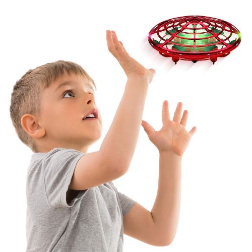  [아마존 핫딜] [아마존핫딜]Force1 Hand Operated Drones for Kids or Adults - Scoot Hands Free Mini Drone Helicopter, Easy Indoor Small Orb Flying Ball Drone Toys for Boys or Girls (Red)