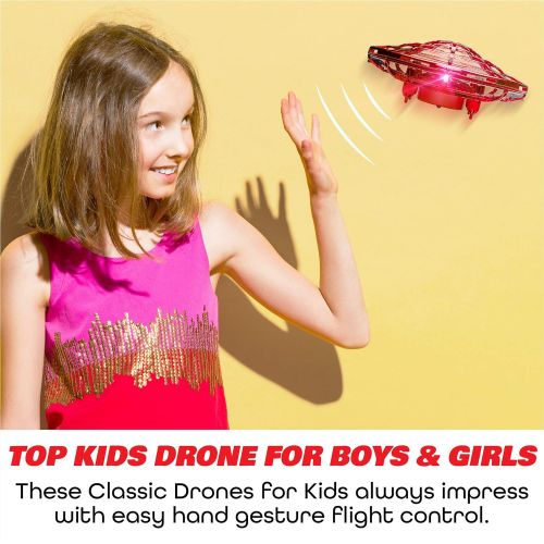  [아마존 핫딜] [아마존핫딜]Force1 Hand Operated Drones for Kids or Adults - Scoot Hands Free Mini Drone Helicopter, Easy Indoor Small Orb Flying Ball Drone Toys for Boys or Girls (Red)