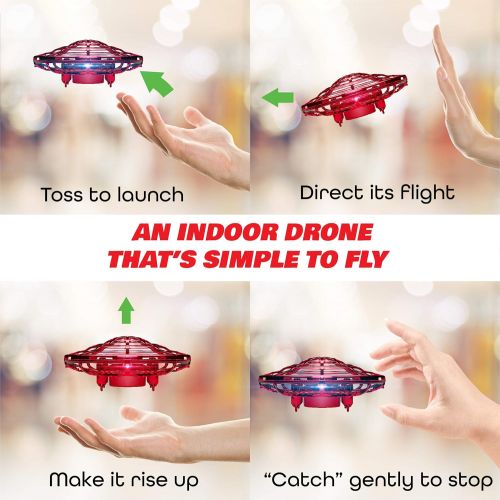  [아마존 핫딜] [아마존핫딜]Force1 Hand Operated Drones for Kids or Adults - Scoot Hands Free Mini Drone Helicopter, Easy Indoor Small Orb Flying Ball Drone Toys for Boys or Girls (Red)