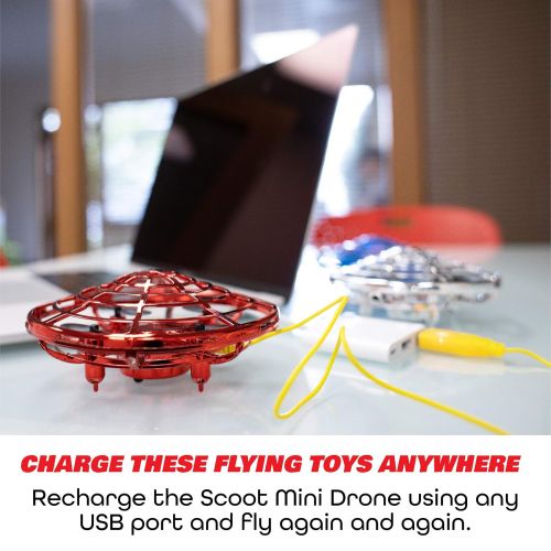  [아마존 핫딜] [아마존핫딜]Force1 Hand Operated Drones for Kids or Adults - Scoot Hands Free Mini Drone Helicopter, Easy Indoor Small Orb Flying Ball Drone Toys for Boys or Girls (Red)