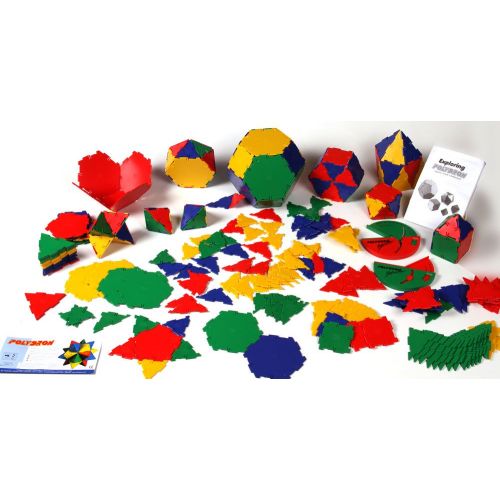  Hand2mind Polydron Geometry Shapes with Triangles, Squares, Hexagons, Pentagons and Activity Book (Set of 266 pieces)