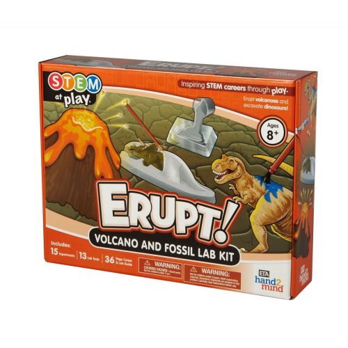  Hand2mind ERUPT! Volcano & Fossil Science Kit for Kids (Ages 8+) - 15+ STEM Career Experiments and Activities | Learn About Dinosaurs, Fossils, Volcanoes, and More | Educational Toys | STEM