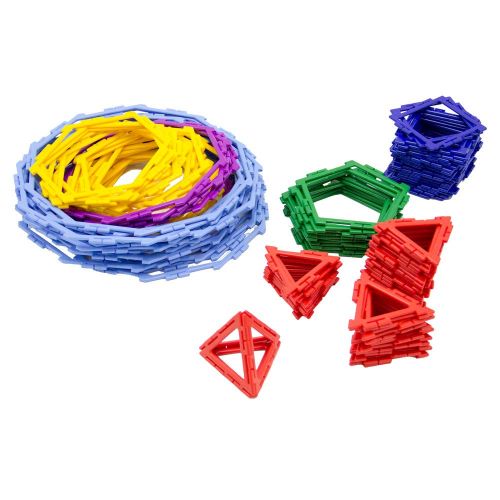  Hand2mind Polydron Frameworks Open Geometric Shapes with Triangles, Squares, Hexagons, Pentagons and Activity Book (Set of 266 pieces)