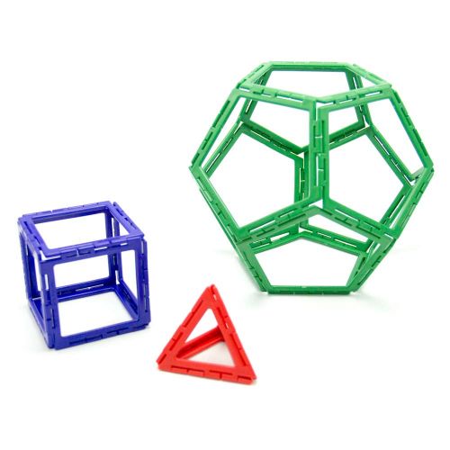  Hand2mind Polydron Frameworks Open Geometric Shapes with Triangles, Squares, Hexagons, Pentagons and Activity Book (Set of 266 pieces)