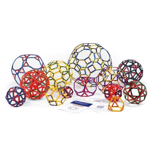  Hand2mind Polydron Frameworks Open Geometric Shapes with Triangles, Squares, Hexagons, Pentagons and Activity Book (Set of 266 pieces)