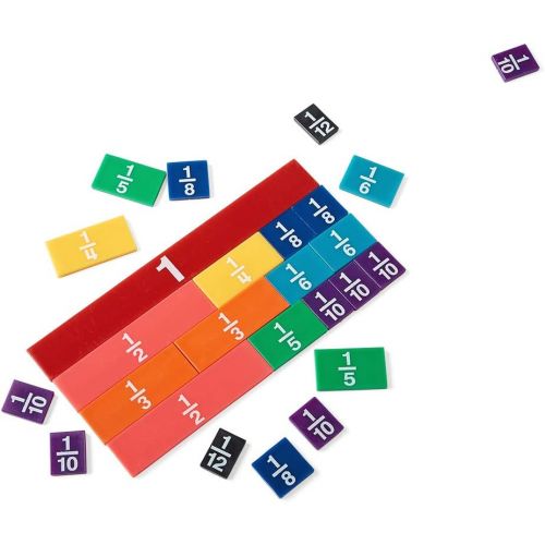  hand2mind Plastic Rainbow Fraction Tiles, Bulk Math Manipulative Kit for the Classroom (15 Sets of 51 Tiles), Model:42856