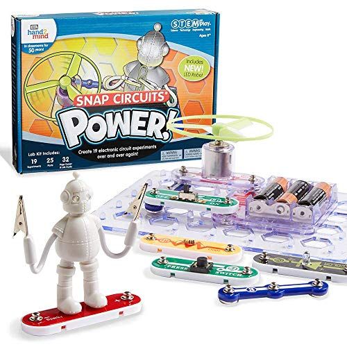  hand2mind Power! Elenco Snap Circuits Electric Science Kit for Kids (Ages 8+) - Build 19 STEM Experiments and Activities Set, Create Circuit and Explore Electricity, STEM Authentic