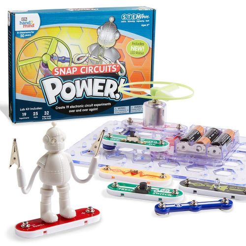  hand2mind Power! Elenco Snap Circuits Electric Science Kit for Kids (Ages 8+) - Build 19 STEM Experiments and Activities Set, Create Circuit and Explore Electricity, STEM Authentic