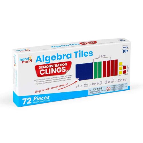  hand2mind Demonstration Clings Algebra Tiles (Ages 10+) They Cling to Any Smooth Surface, No More Magnets (72 Pieces)