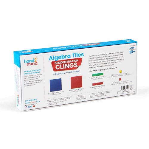  hand2mind Demonstration Clings Algebra Tiles (Ages 10+) They Cling to Any Smooth Surface, No More Magnets (72 Pieces)