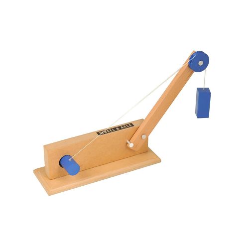  hand2mind Wood Simple Machine Collection with Inclined Plane and Cart, Double Pulley, Lever (Set of 4)