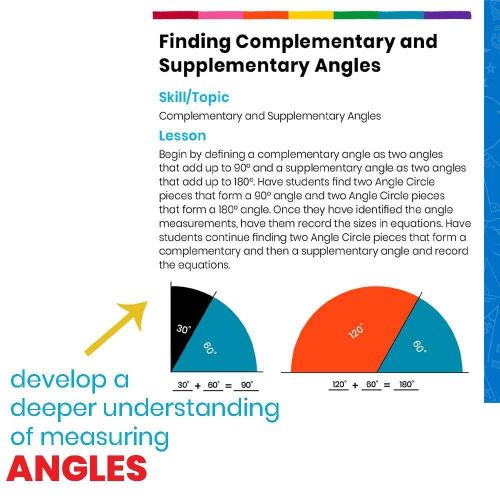  hand2mind 91051 Rainbow Angle Circles, Learn About Angles and Degrees with Angle Maniuplatives, (Ages 8+), Colors Matches The Rainbow Fraction Teaching System (Set of 6)