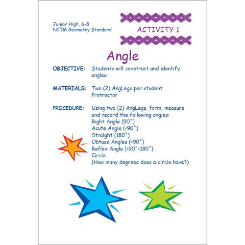  hand2mind AngLegs Geometry Shape Kit with Classroom Activity Cards and Protractors (Pack of 432)