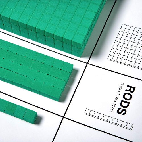  hand2mind Green, Foam, Base Ten Blocks for Place Value Math (Set of 322)