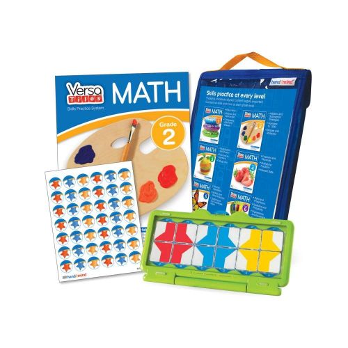  hand2mind 85412 VersaTiles Math Practice Take Along Set (Grade 2), Allow Kids to Learn, Practice & Self-Check Essential Math Skills at Home, Independent Activities for Kids