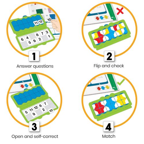  hand2mind 85412 VersaTiles Math Practice Take Along Set (Grade 2), Allow Kids to Learn, Practice & Self-Check Essential Math Skills at Home, Independent Activities for Kids