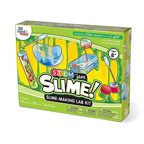  hand2mind SLIME! Slime Making Lab Kit For Kids Ages 8-12, 14 Science Experiments and Fact-Filled Guide, Make DIY Slimy Worms and Bouncing Balls, Educational Toys, Homeschool Scienc