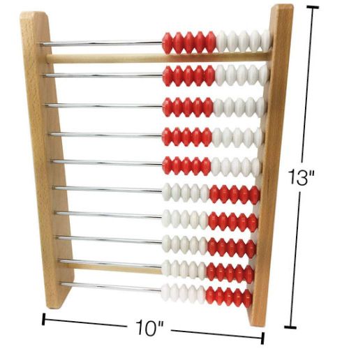  hand2mind Rekenrek 100-Bead Wooden Frame Abacus For Kids Math (Ages 5+), Individual Student Counting Frame, White & Red Color Coded Beads, 10 Beads Each Row (Pack of 1), Model Numb