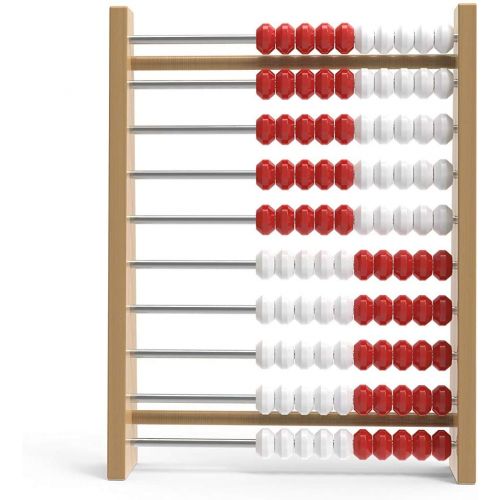  hand2mind Rekenrek 100-Bead Wooden Frame Abacus For Kids Math (Ages 5+), Individual Student Counting Frame, White & Red Color Coded Beads, 10 Beads Each Row (Pack of 1), Model Numb