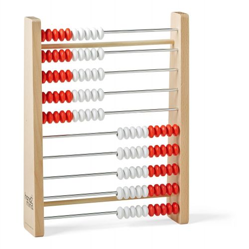  hand2mind Rekenrek 100-Bead Wooden Frame Abacus For Kids Math (Ages 5+), Individual Student Counting Frame, White & Red Color Coded Beads, 10 Beads Each Row (Pack of 1), Model Numb