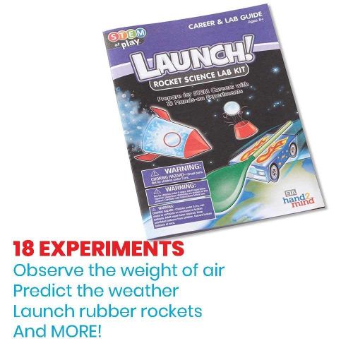  hand2mind LAUNCH! Rocket STEM Kits For Kids Ages 8-12, 18 Science Experiments and Fact-Filled Guide, Make Your Own Rocket, Solar System, And Rocket Races, Homeschool Science Kits