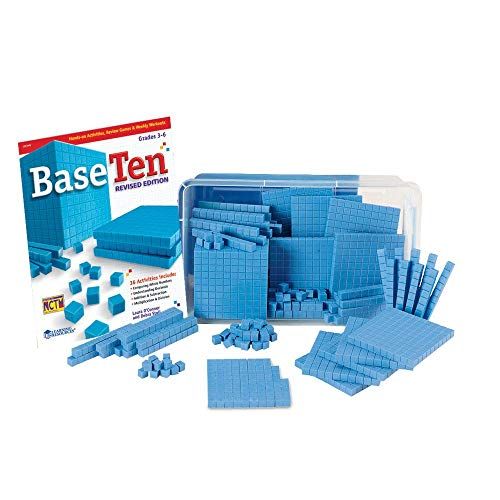  hand2mind Blue Plastic Base Ten Blocks, The Starter Kit for Elementary Math Manipulatives, (Ages 8-11), Master the fundamentals of Place Value & Regrouping (Set of 161)