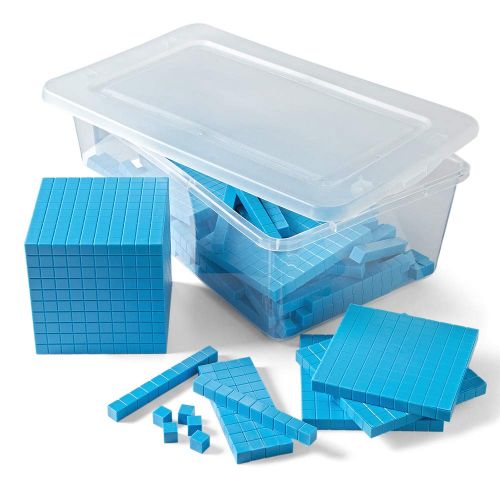  hand2mind Blue Plastic Base Ten Blocks, The Starter Kit for Elementary Math Manipulatives, (Ages 8-11), Master the fundamentals of Place Value & Regrouping (Set of 161)