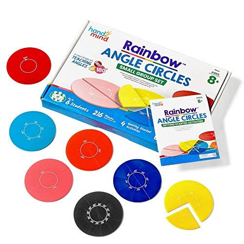  hand2mind Rainbow Angle Circles, Learn About Angles and Degrees with Angle Manipulatives, (Ages 8+), Colors Matches The Rainbow Fraction Teaching System (Set of 24),91051,864