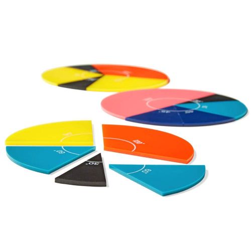  hand2mind Rainbow Angle Circles, Learn About Angles and Degrees with Angle Manipulatives, (Ages 8+), Colors Matches The Rainbow Fraction Teaching System (Set of 24),91051,864