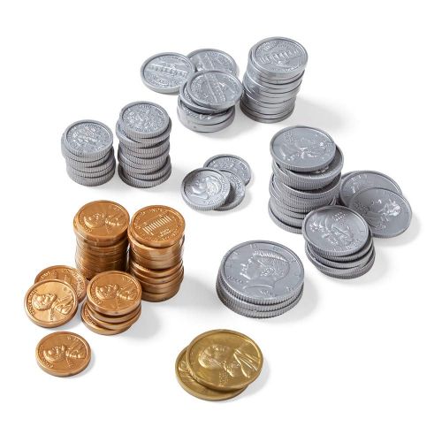  hand2mind Play Money Plastic Coins with Plastic Storage Bin (Pack of 768)