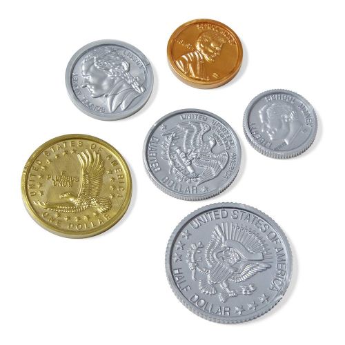  hand2mind Play Money Plastic Coins with Plastic Storage Bin (Pack of 768)